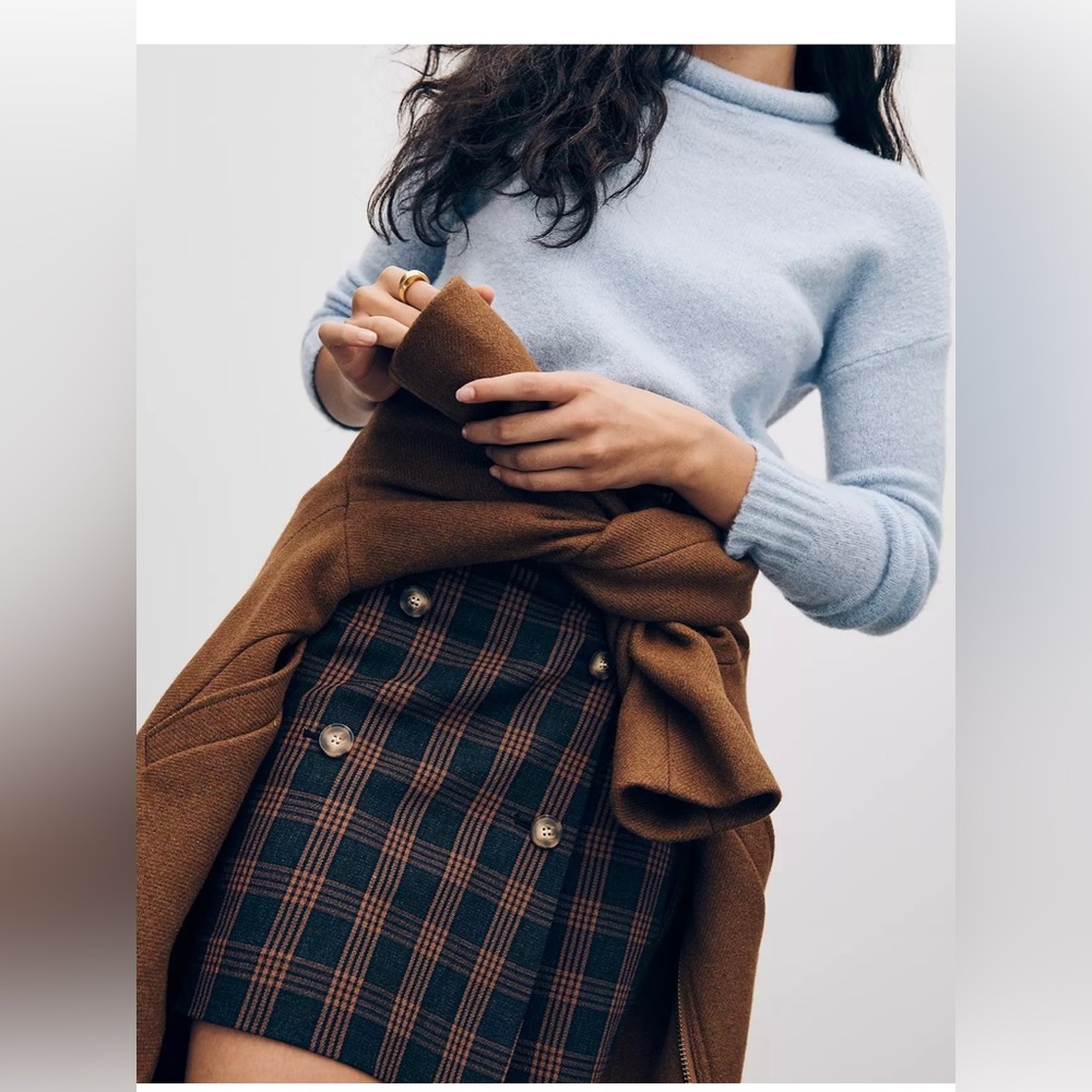 Madewell plaid double-breasted mini skirt XXS